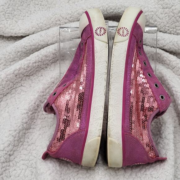 UGG Laela Sparkles Sequined & Leather Sparkly Sneakers Pink size 8 - Picture 3 of 6